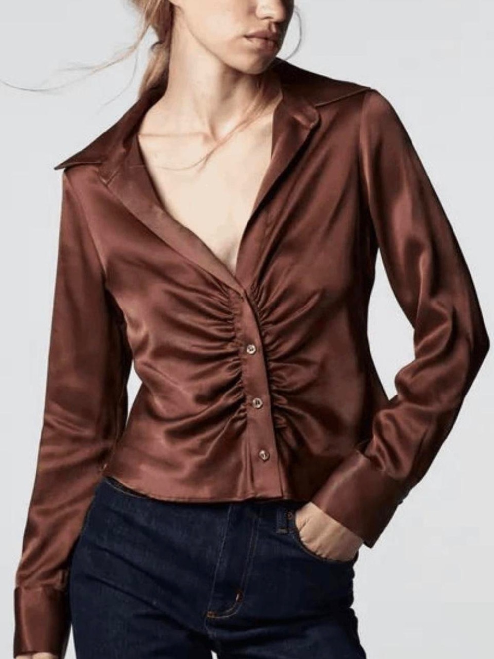 Zara satin long sleeve top size small
